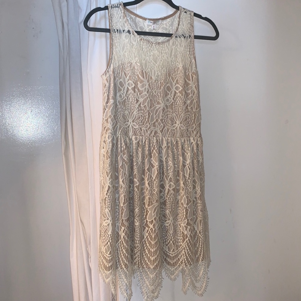 White and cream lace dress